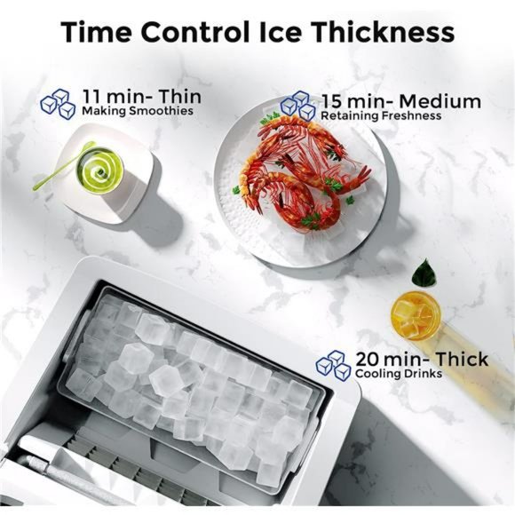 Ice Maker Countertop, 40Lbs/24H Portable Ice Maker w/ Ice Scoop& Basket, Silver - Picture 6 of 6
